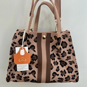 NWT Leopard Print Tan Handbag